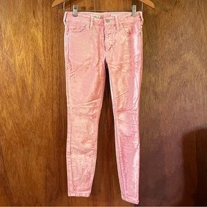 PILCRO & THE LETTERPRESS Pink Velvet Skinny Jeans Sz 24 Petite